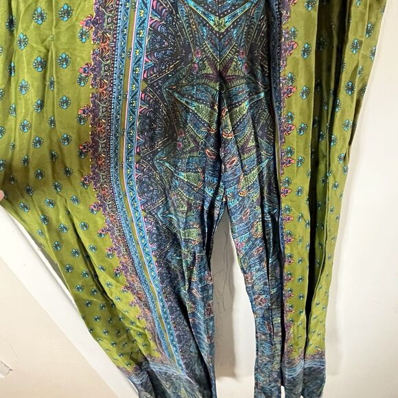 Free People One Piece Blue Jumpsuit Sz 4 Wide Leg Flowy Spaghetti Straps Boho - Picture 12 of 15